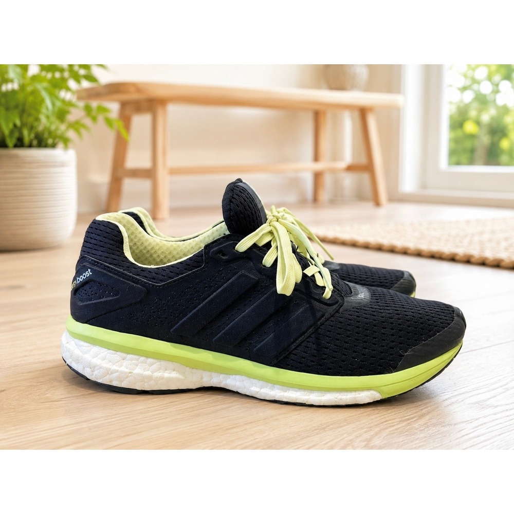Adidas Supernova Glide Boost 7 Black Green Women's Running Athletic Shoes 8.5